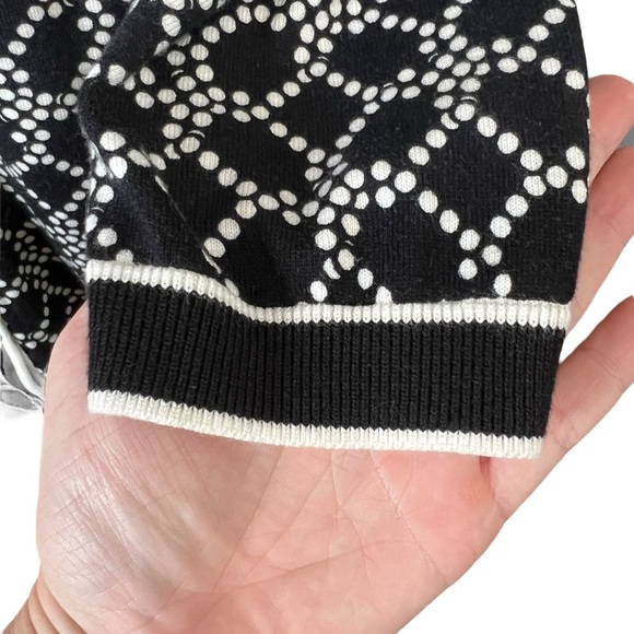Talbots Charming Cardigan Geo Pearl Black White Button-up Light Sweater Sz Med - Picture 6 of 11